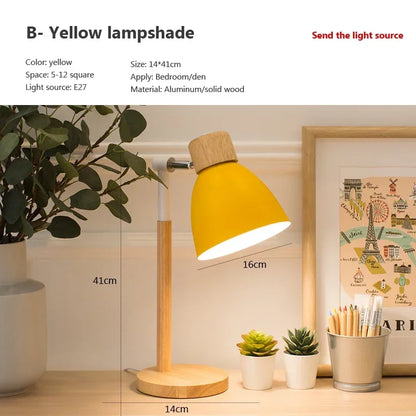 Creative Table Nordic Lamp Wooden Art LED Turn Head