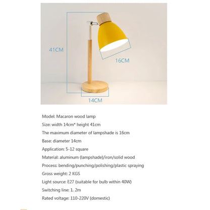 Creative Table Nordic Lamp Wooden Art LED Turn Head