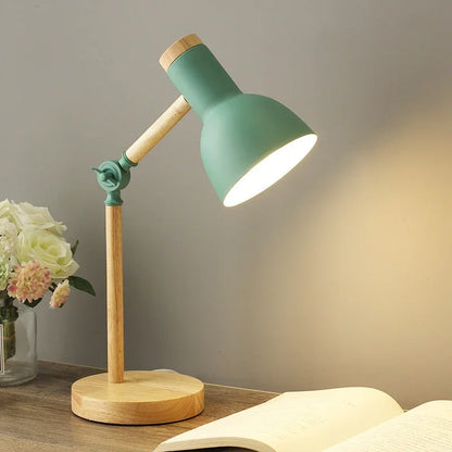 Creative Table Nordic Lamp Wooden Art LED Turn Head