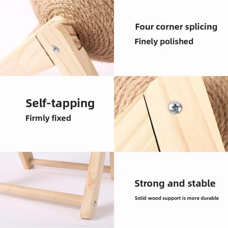 Cat Scratching Ball Wooden Rabbit Shape with Natural