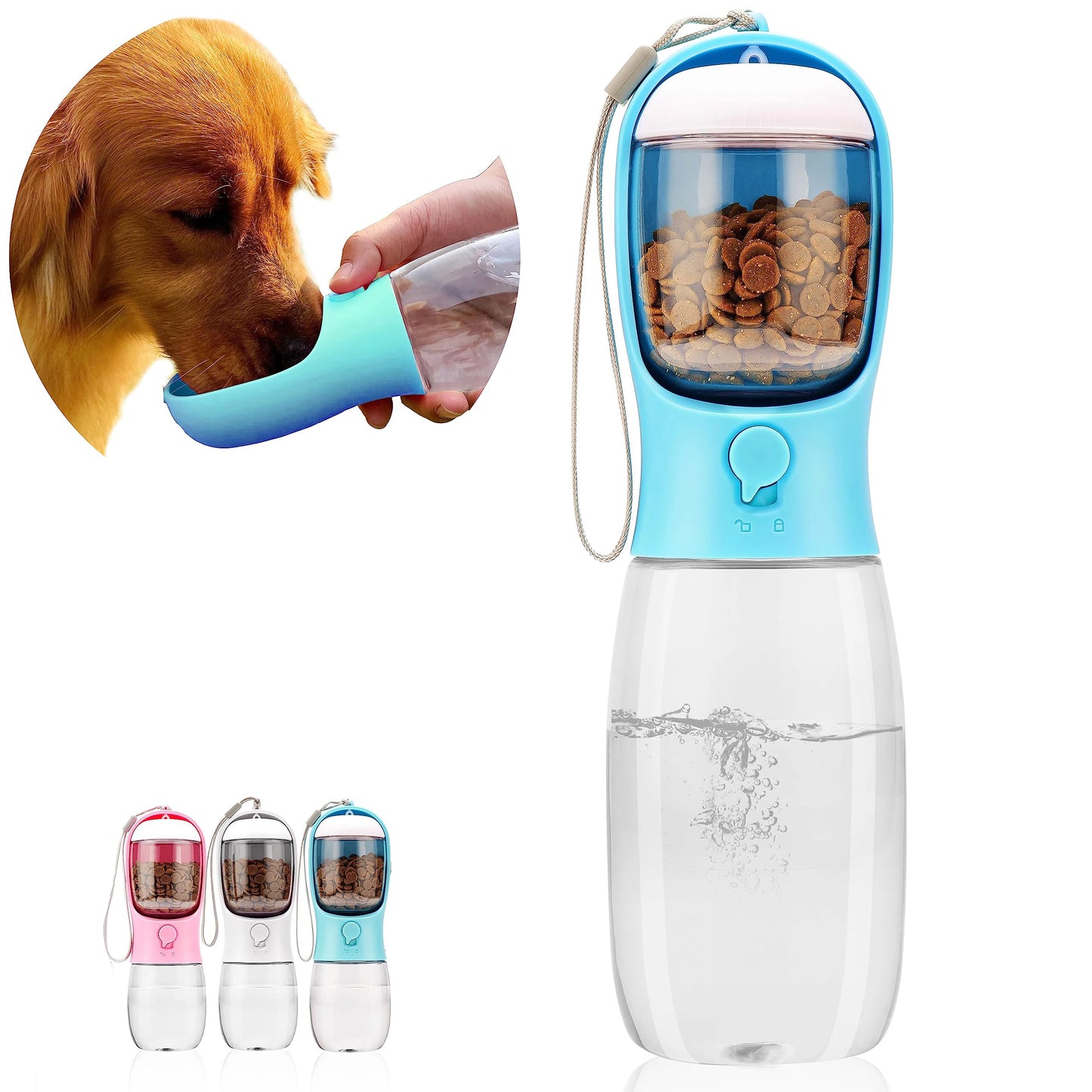 Portable Dog Water Bottle with Food Container Food Grade