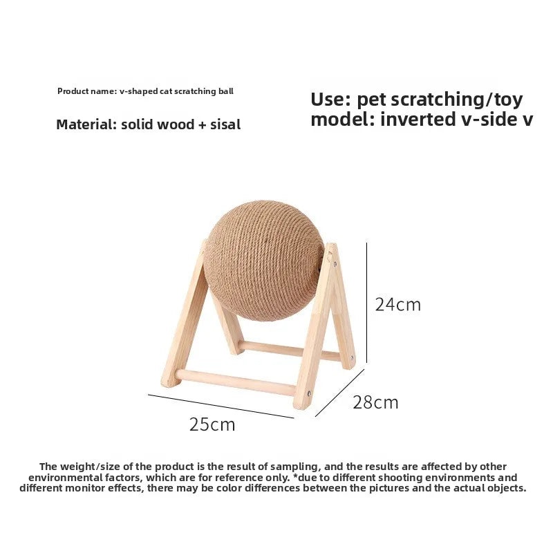 Cat Scratching Ball Wooden Rabbit Shape with Natural