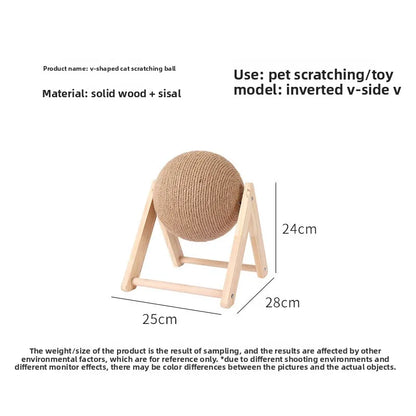 Cat Scratching Ball Wooden Rabbit Shape with Natural