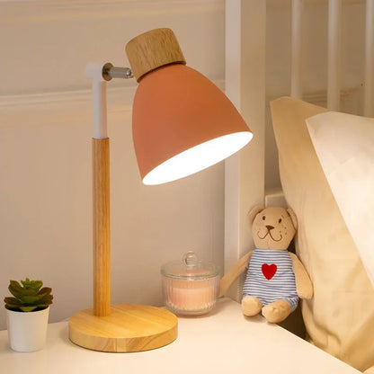 Creative Table Nordic Lamp Wooden Art LED Turn Head