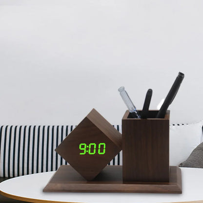 Creative Wooden Clock LED Smart Home Office Desk