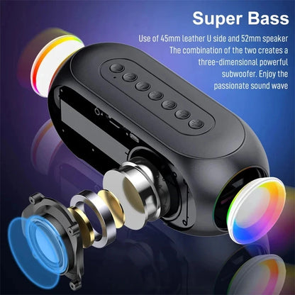 Alarm Clock Radio FM Bluetooth Speaker Portable Subwoofer