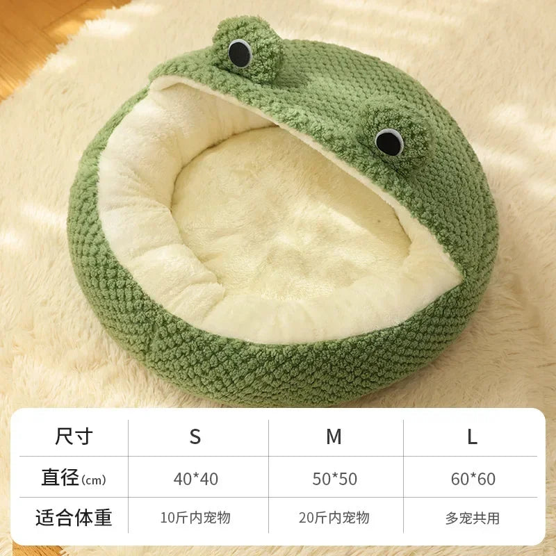 Frog Shape Pet Bed Warm Enclosed Cat Bed with Soft