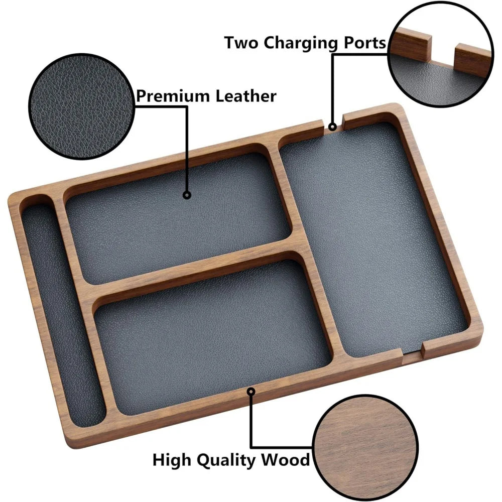 Wooden Office Desktop Storage Box with Solid Wood
