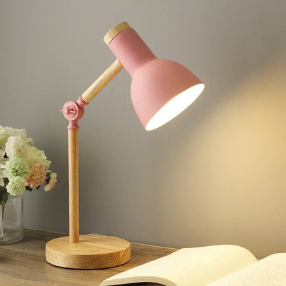 Creative Table Nordic Lamp Wooden Art LED Turn Head