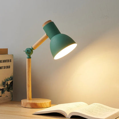 Creative Table Nordic Lamp Wooden Art LED Turn Head