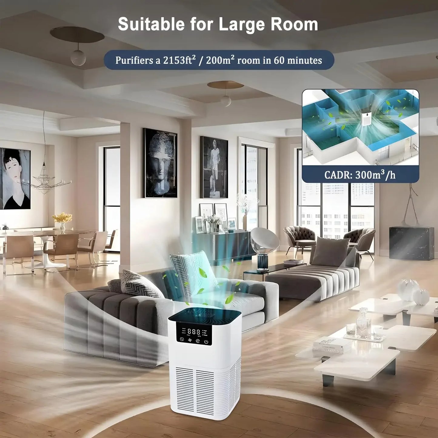 Home Air Purifier for Bedroom, Removes Smoke, Pollen