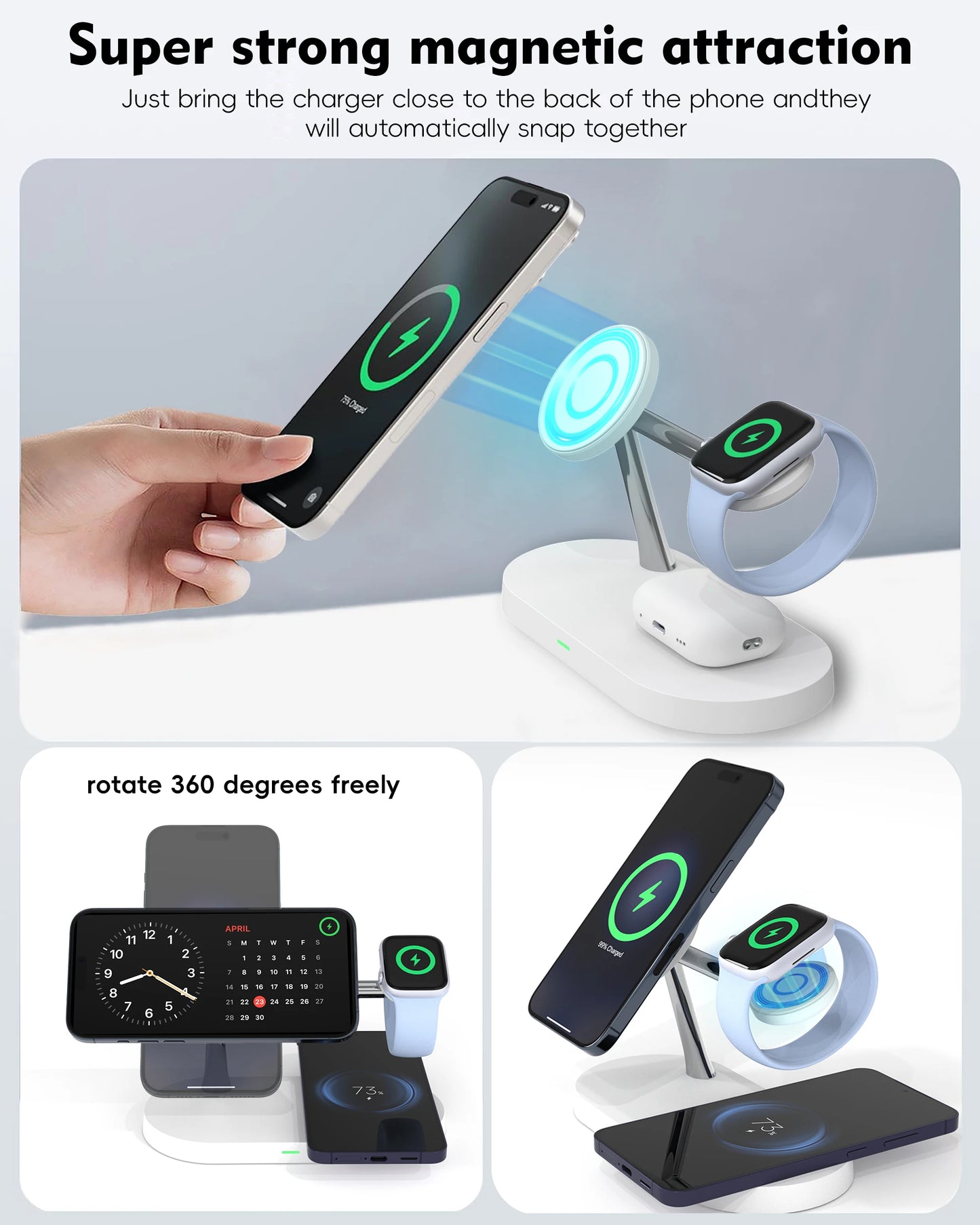 AVXRUA Magnetic Wireless Charging Station 4 Devices