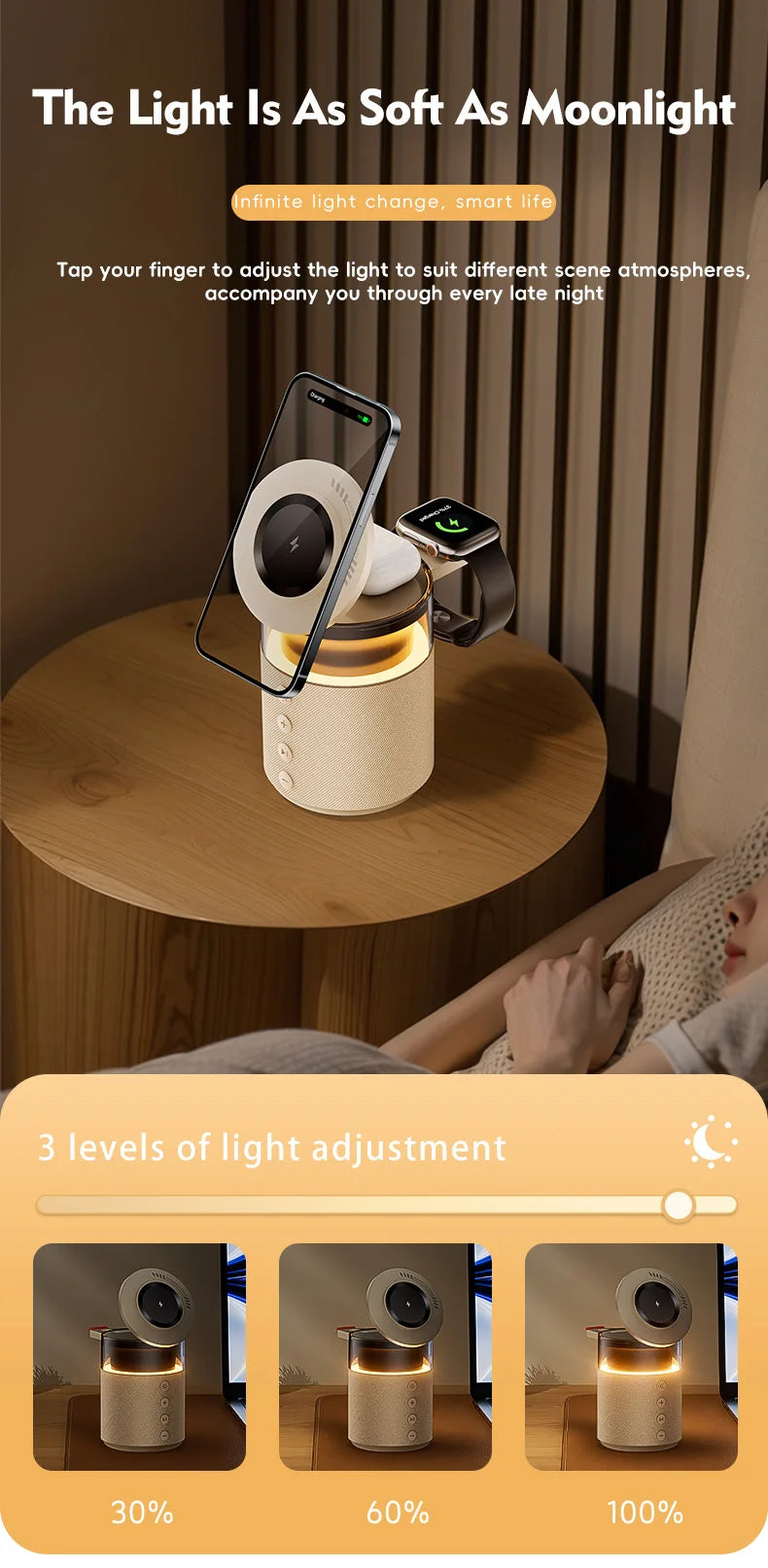 Magnetic Wireless Charging Station with Wireless Speaker