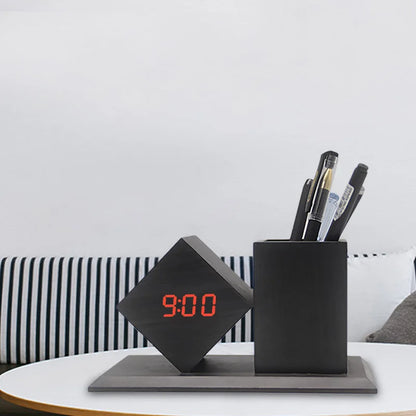 Creative Wooden Clock LED Smart Home Office Desk