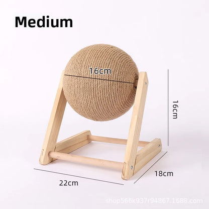 Cat Scratching Ball Wooden Rabbit Shape with Natural