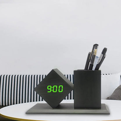 Creative Wooden Clock LED Smart Home Office Desk