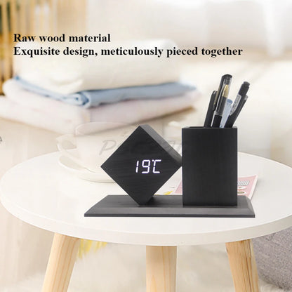 Creative Wooden Clock LED Smart Home Office Desk