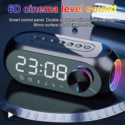 Alarm Clock Radio FM Bluetooth Speaker Portable Subwoofer