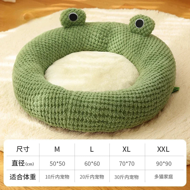 Frog Shape Pet Bed Warm Enclosed Cat Bed with Soft