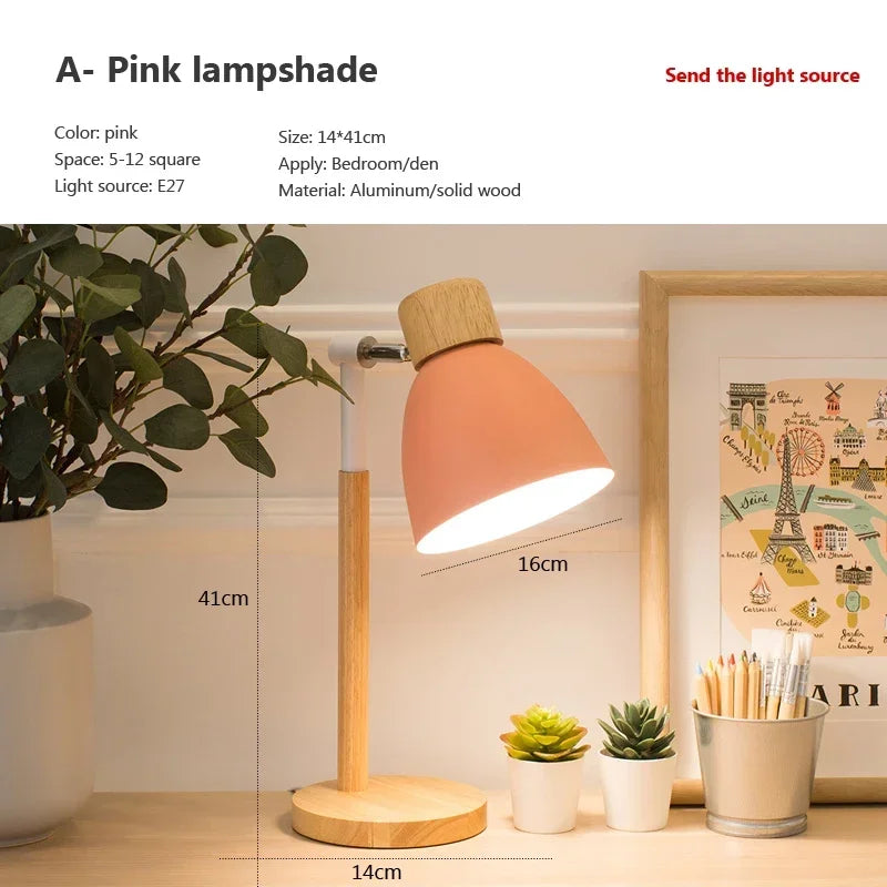 Creative Table Nordic Lamp Wooden Art LED Turn Head