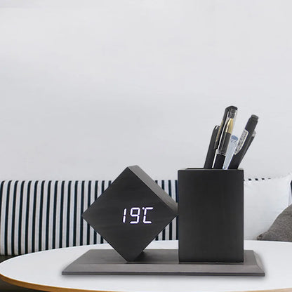 Creative Wooden Clock LED Smart Home Office Desk