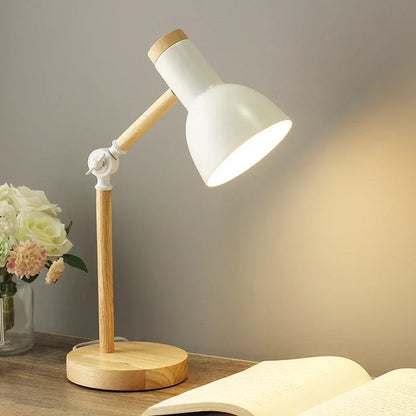 Creative Table Nordic Lamp Wooden Art LED Turn Head