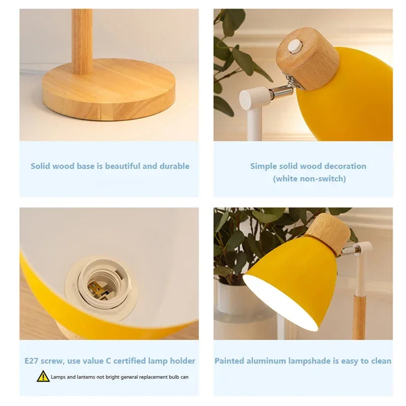 Creative Table Nordic Lamp Wooden Art LED Turn Head