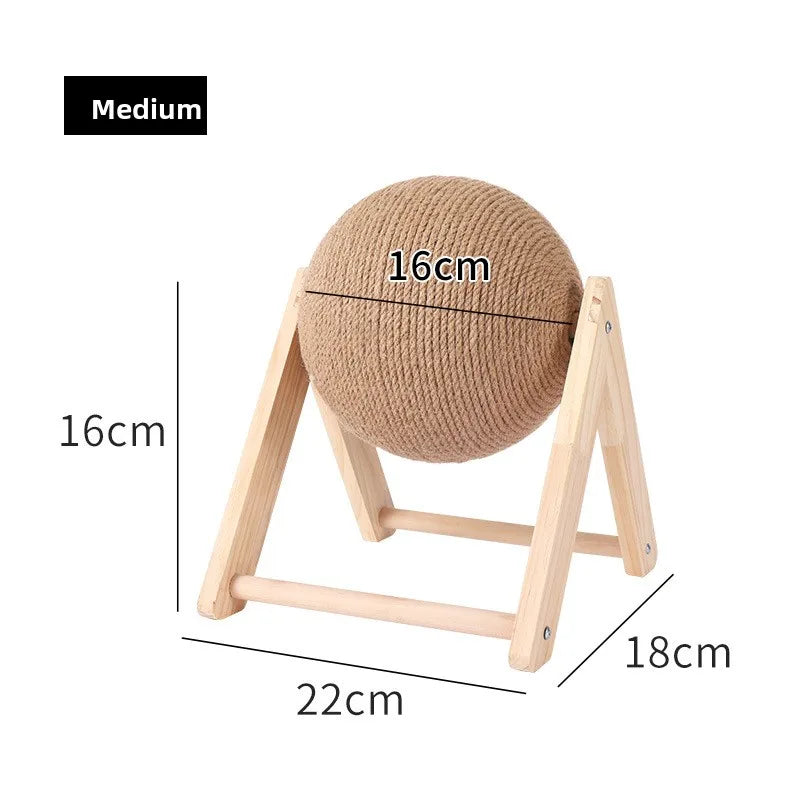 Cat Scratching Ball Wooden Rabbit Shape with Natural