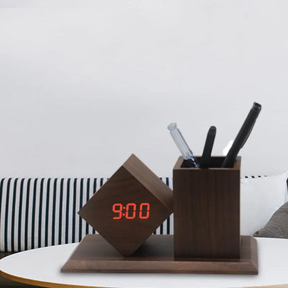 Creative Wooden Clock LED Smart Home Office Desk
