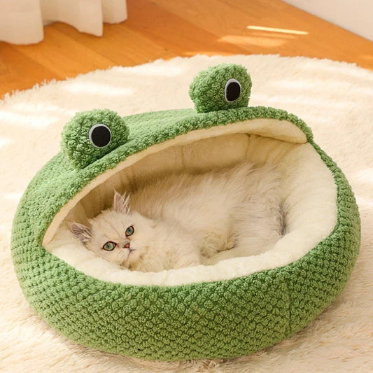 Frog Shape Pet Bed Warm Enclosed Cat Bed with Soft