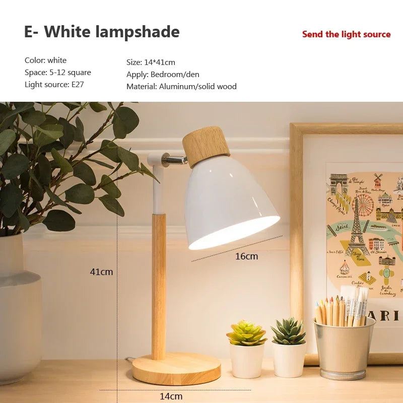 Creative Table Nordic Lamp Wooden Art LED Turn Head