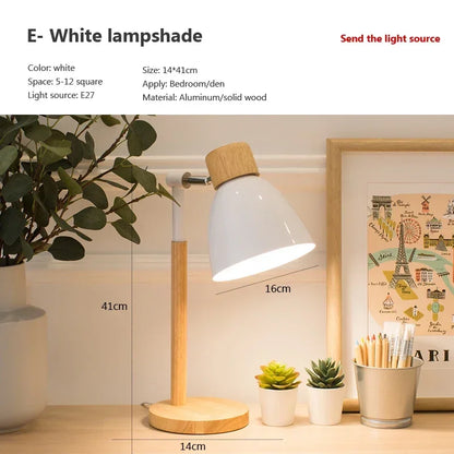 Creative Table Nordic Lamp Wooden Art LED Turn Head