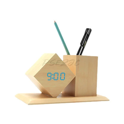 Creative Wooden Clock LED Smart Home Office Desk