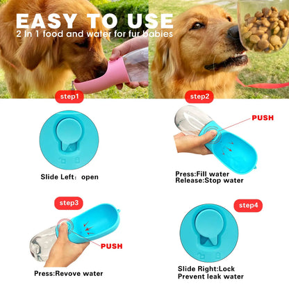 Portable Dog Water Bottle with Food Container Food Grade