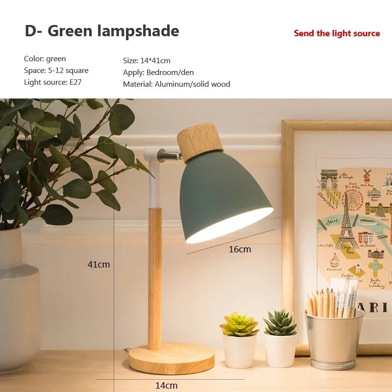 Creative Table Nordic Lamp Wooden Art LED Turn Head